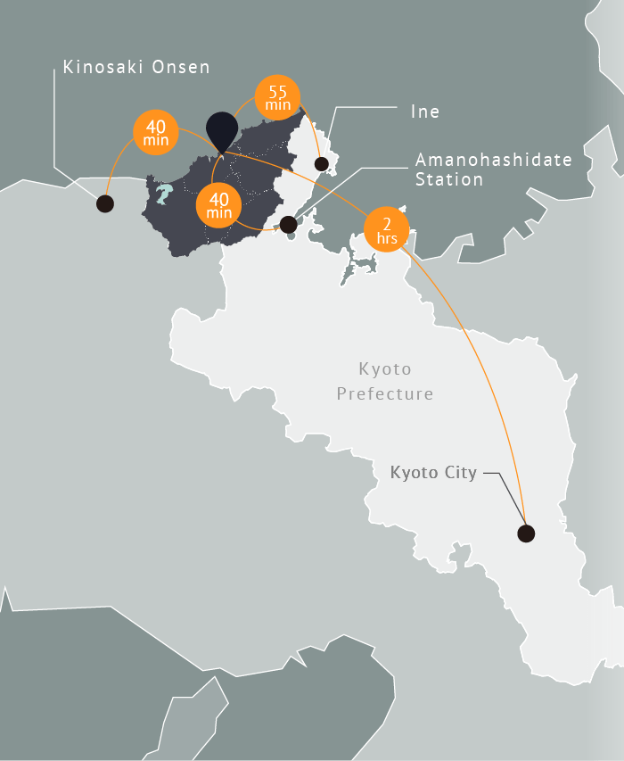 Map of Kyotango in relation to Kyoto