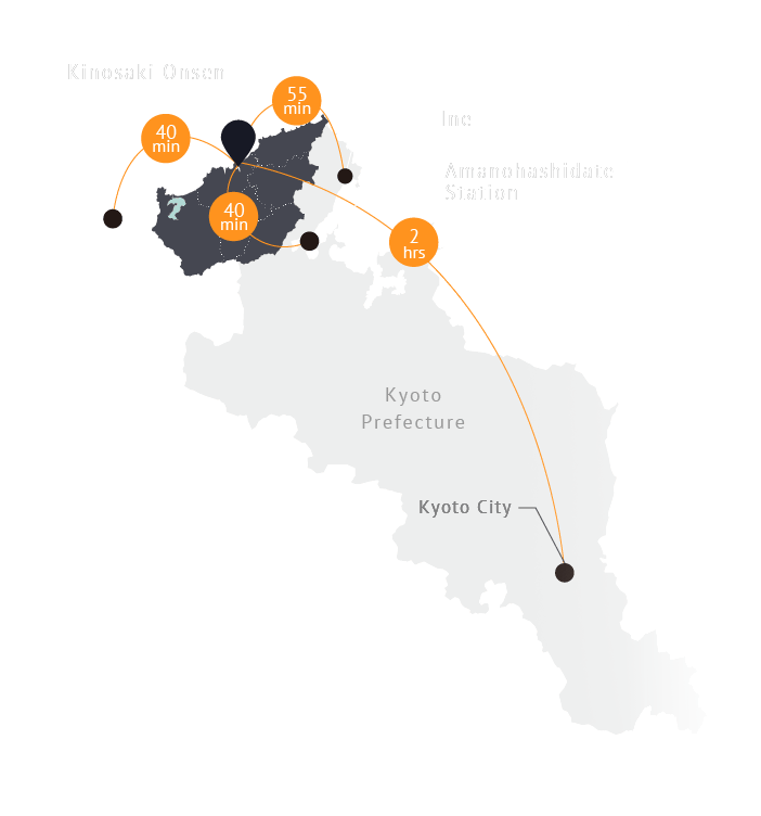 Map of Kyotango in relation to Kyoto
